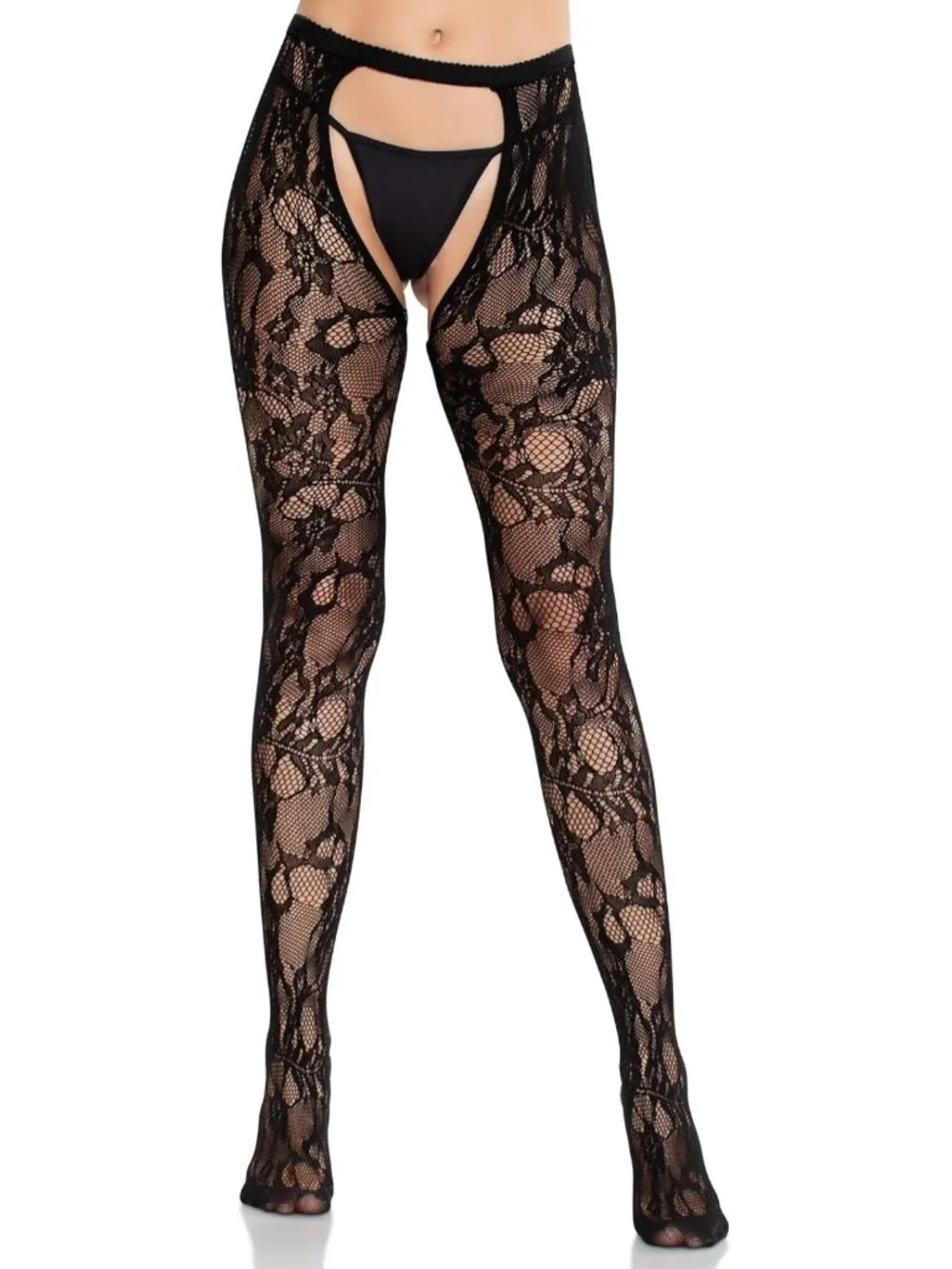 Lace Open Crotch Tights, Breathable Stretch Pantyhose for Comfort & Style